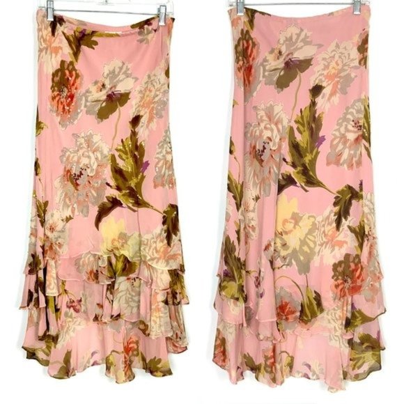 Paradise NY Dresses & Skirts - Paradise NY BOHO Cottagecore Romantic Floral Beaded Maxi Skirt Sz S